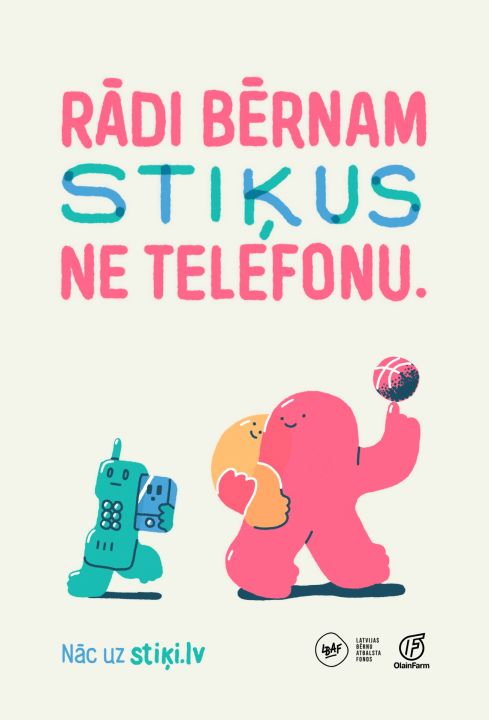 Sociālajā kampaņā "Rādi bērnam stiķus, ne telefonu!" mudinās samazināt ekrānatkarības bērniem