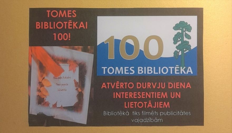 Tomes pagasta bibliotēka par godu simtgadei aicina uz Atvērto durvju dienu