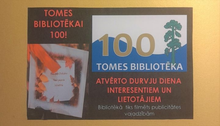 Tomes pagasta bibliotēka par godu simtgadei aicina uz Atvērto durvju dienu