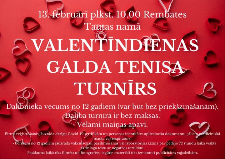 Valentīndienas galda tenisa turnīrs Rembatē