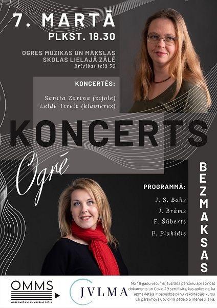 Vijolnieces Sanitas Zariņas un pianistes Leldes Tīreles koncerts