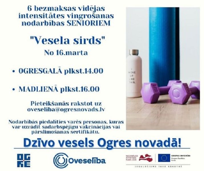 Vingrošana senioru sirds veselības un vispārējās labsajūtas veicināšanai
