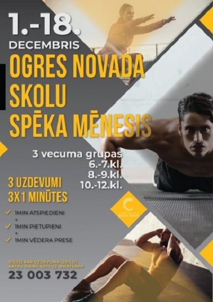 Virtuālās sacensības SPĒKA MĒNESIS Ogres novada skolēniem