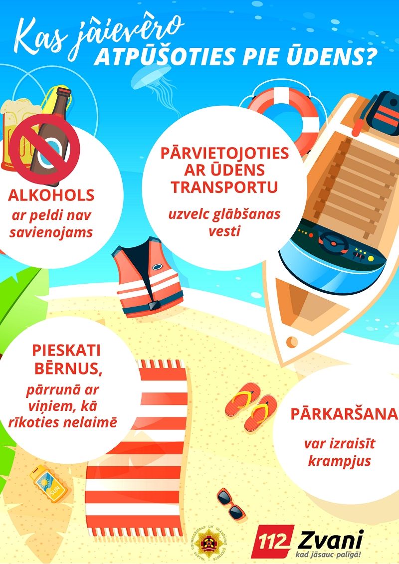 VUGD atgādina: ievērojiet piesardzību atpūtā pie ūdens!