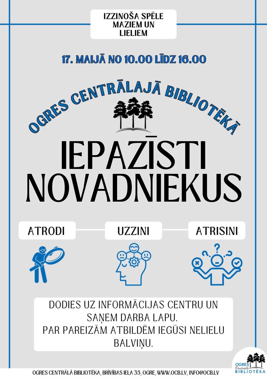 Ogres Centrālajā bibliotēkā notiks aktivitāte Muzeju nakts ietvarā