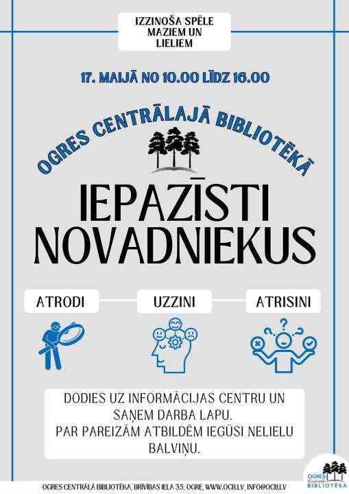 Ogres Centrālajā bibliotēkā notiks aktivitāte Muzeju nakts ietvarā