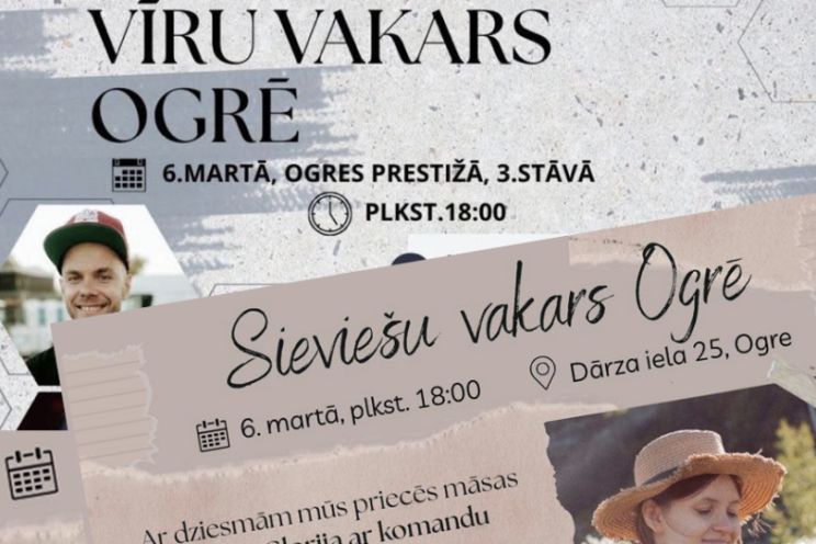 Attēls rakstam: Ogres draudze „Vārda Spēks” arī martā rīko vīru un sieviešu vakaru