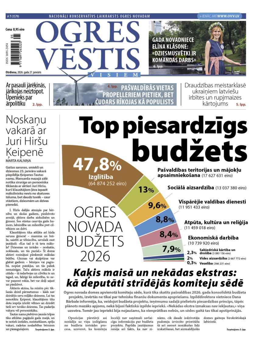 Laikraksta «Ogres Vēstis Visiem» 27. janvāra numurā