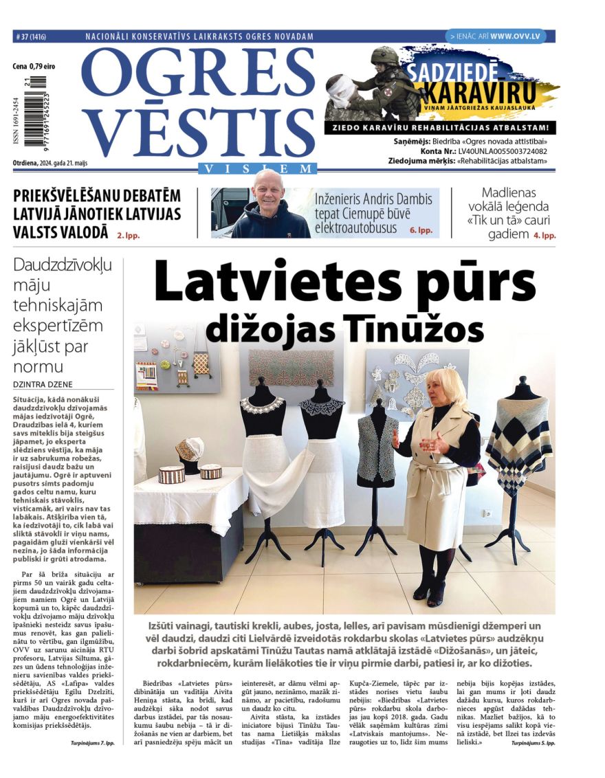 Laikraksta "Ogres Vēstis Visiem" 21. maija numurā