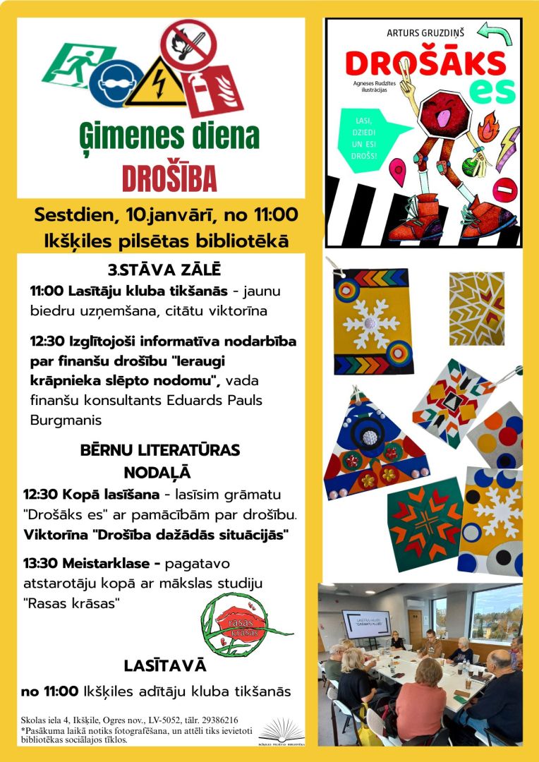 Ģimenes diena Ikšķiles pilsētas bibliotēkā - par drošību visām paaudzēm