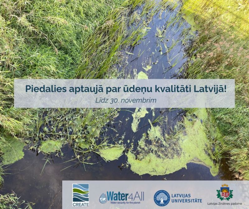 Iespēja piedalīties aptaujā par ūdeņu kvalitāti Latvijā