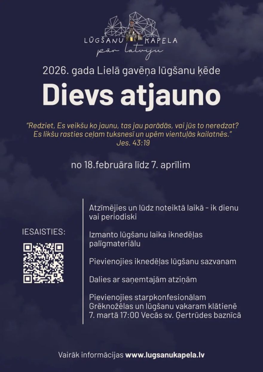 Starpkonfesionāla lūgšanu iniciatīva aicina pievienoties lūgšanu ķēdei par Latviju