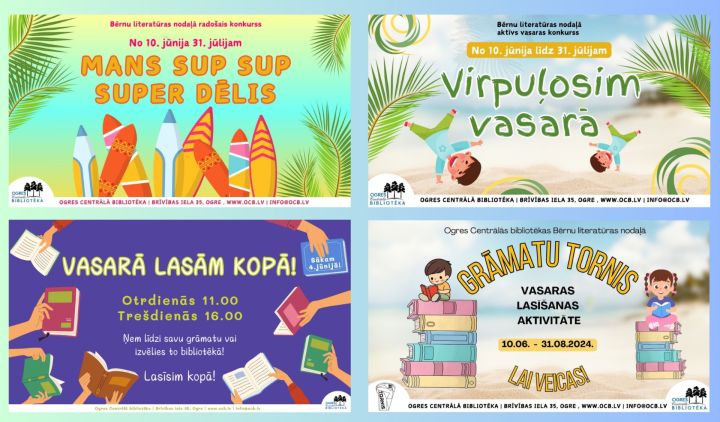Ogres Centrālā bibliotēka vasarā skolēniem piedāvā brīvā laika pavadīšanas iespējas