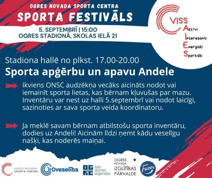Sporta festivāla ietvaros norisināsies sporta apģērbu un apavu andele