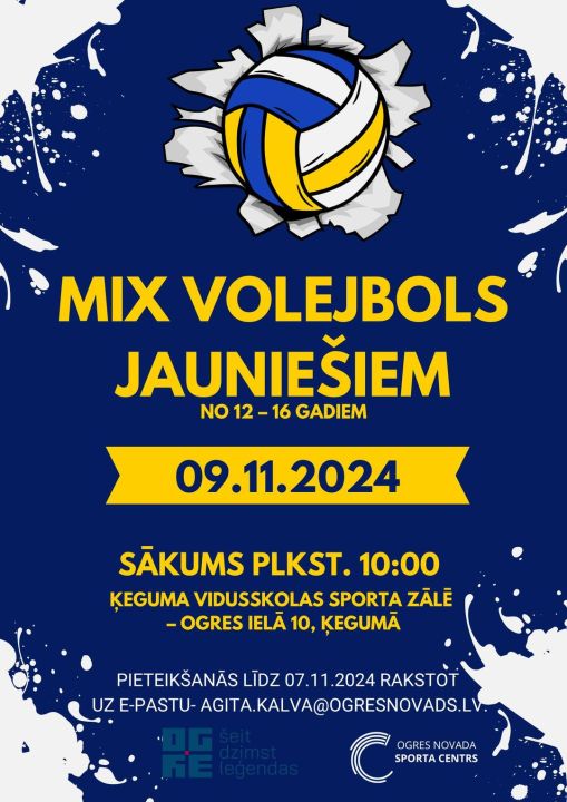 Ķeguma vidusskolā norisināsies volejbola sacensības jauniešiem