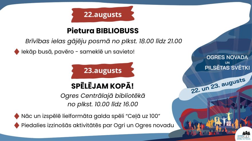 Pilsētas svētkos dažādas aktivitātes arī bibliotēkā