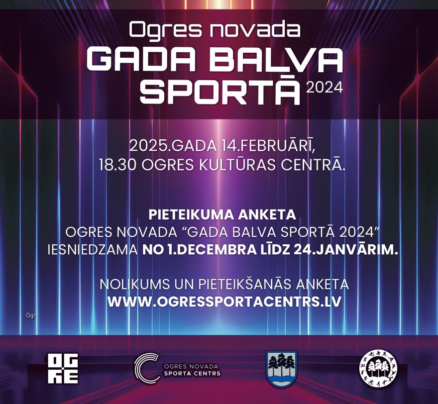 Izsludināta pieteikšanās Ogres novada Gada balvai sportā 2024