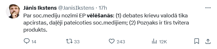 Ekrānuzņēmums no "X"