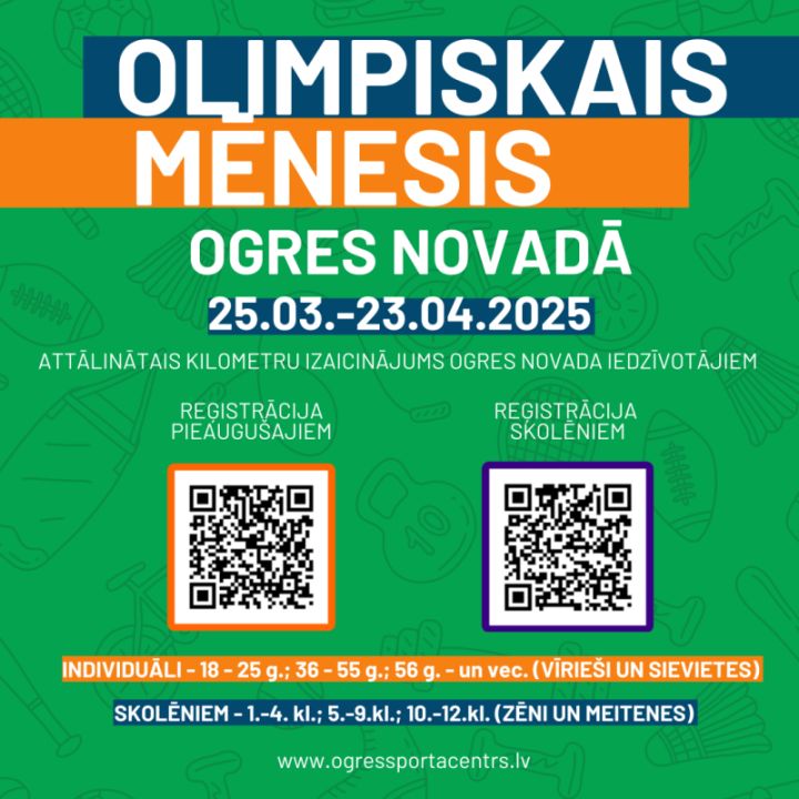 Ogres novadā no 25. marta līdz 25. aprīlim notiks Olimpiskais mēnesis