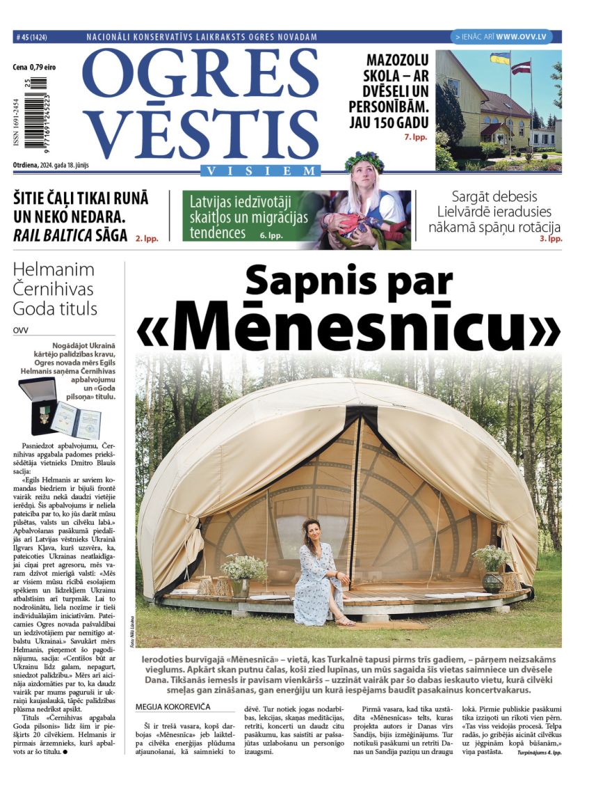 Laikraksta "Ogres Vēstis Visiem" 18. jūnija numurā 