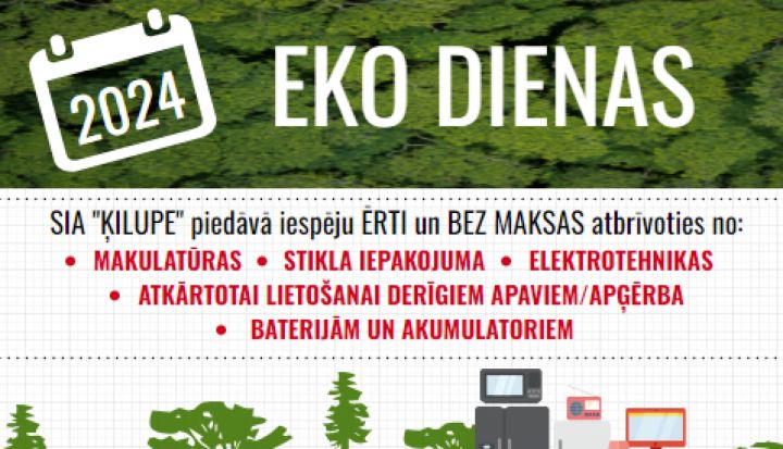 EKO Dienas’2024 Ogres novadā – 8. un 9. maijā Lielvārdes un Ķeguma pilsētās, kā arī Rembates pagastā