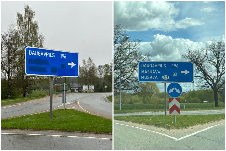 Vai par ceļa norādes uz Maskavu aizkrāsošanu tiks sākts kriminālprocess? Policija pieņēmusi lēmumu