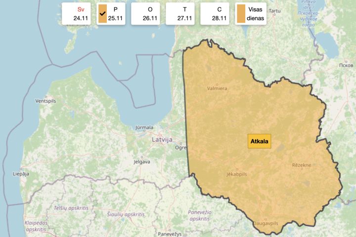 Naktī uz pirmdienu Latvijas austrumu daļā gaidāma ļoti stipra atkala