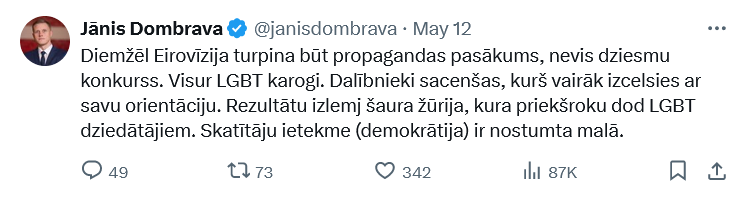 Ekrānuzņēmums no "X"