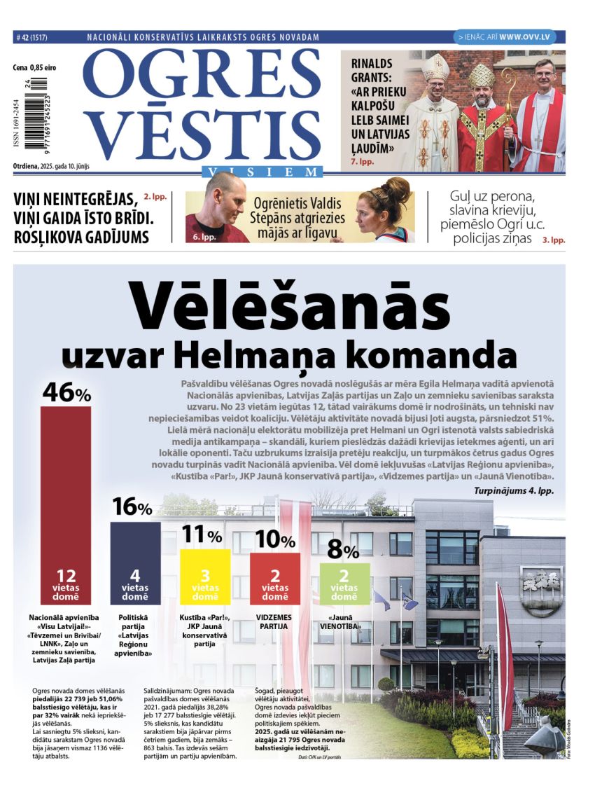 Laikraksta «Ogres Vēstis Visiem» 10. jūnija numurā