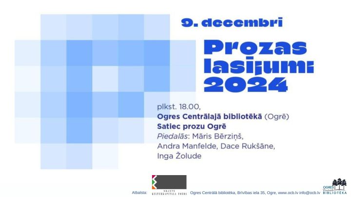 Notiks prozas lasījumi “Satiec prozu Ogrē”