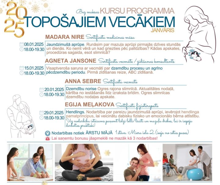 Atvērta pieteikšanās uz janvāra kursu programmu topošajiem vecākiem