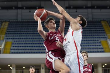 Attēls rakstam: Vilcānam 4 punkti, Haukam 2 punkti, – Latvijas U16 basketbola izlase pārspēj igauņus