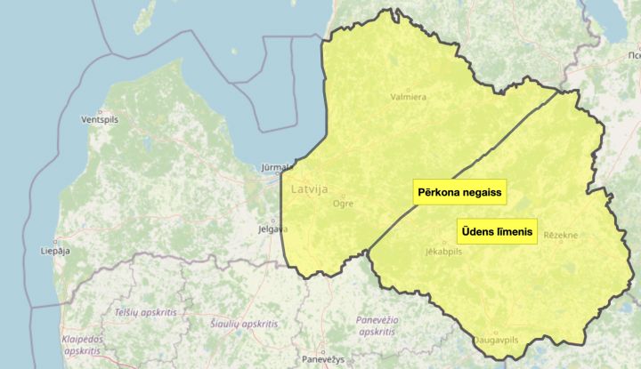 Sinoptiķi brīdina par pērkona negaisu un stipru lietu Latvijā