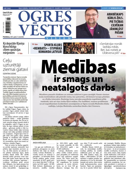 Laikraksta «Ogres Vēstis Visiem» 21. novembra numurā