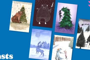 Attēls rakstam: Ogresgala pamatskolas un Ikšķiles vidusskolas skolnieču mākslas darbi uz “Latvijas Pasta” Ziemassvētku kartītēm