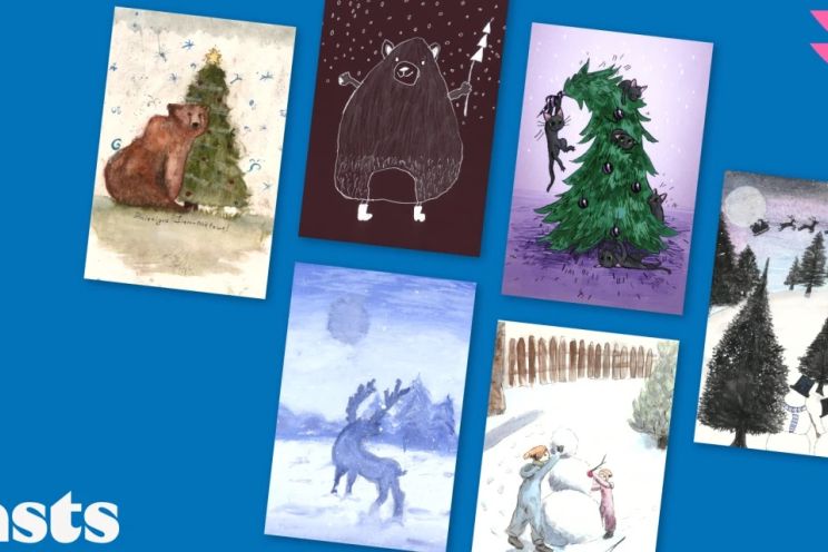 Attēls rakstam: Ogresgala pamatskolas un Ikšķiles vidusskolas skolnieču mākslas darbi uz “Latvijas Pasta” Ziemassvētku kartītēm
