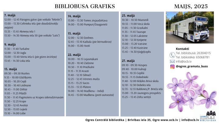 Maijā bibliobuss dosies ierastajos 7 maršrutos