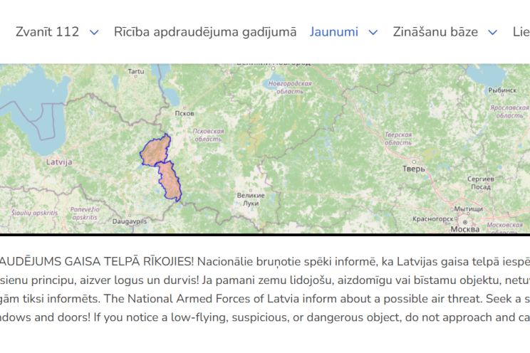 Attēls rakstam: Divos Latvijas novados atkal izsludināts gaisa telpas apdraudējums