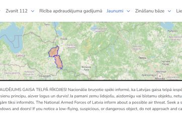 Attēls rakstam: Divos Latvijas novados atkal izsludināts gaisa telpas apdraudējums