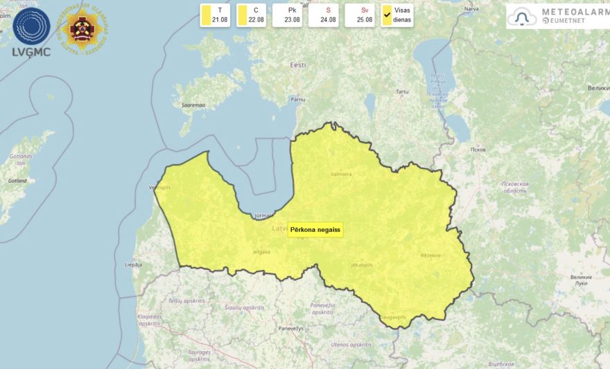 Izsludināts dzeltenais brīdinājums