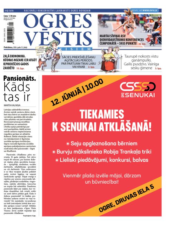 Laikraksta «Ogres Vēstis Visiem» 12. jūnija numurā