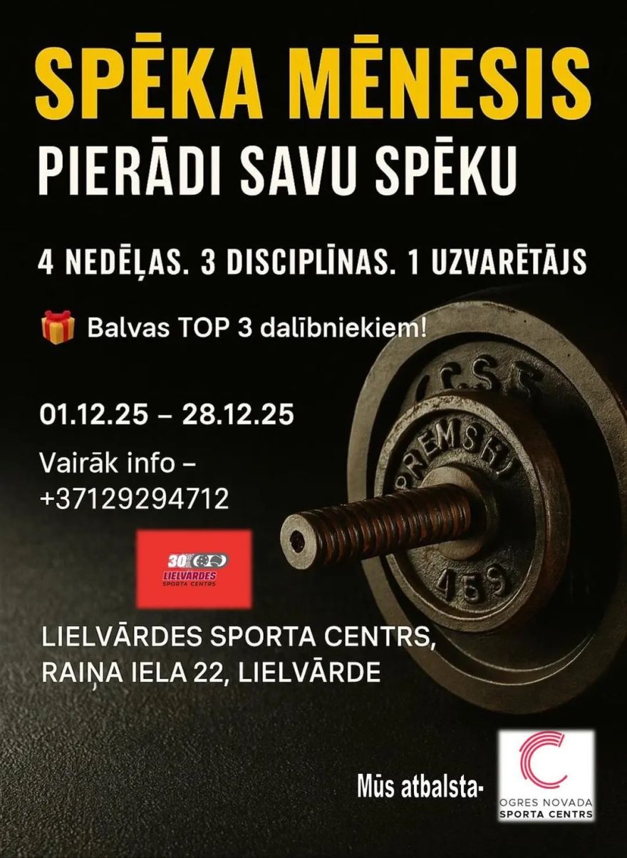 Spēka trīscīņa - izaicinājums mēneša garumā