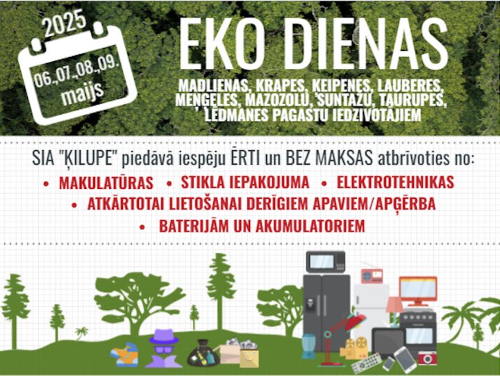 EKO Dienas’2025 Ogres novadā - Madlienā, Krapē, Ķeipenē, Lauberē, Meņģelē, Mazozolos, Suntažos, Taurupē, Lēdmanē