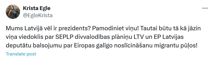Ekrānuzņēmums no "X"