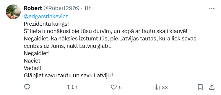 Ekrānuzņēmums no "X"