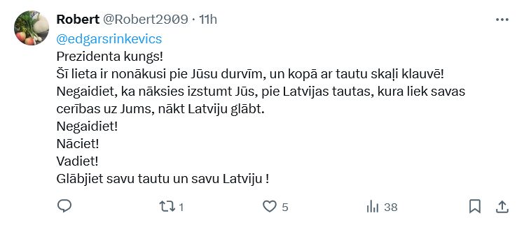 Ekrānuzņēmums no "X"