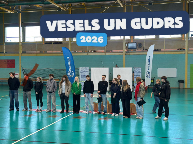 FOTO: Ogres novada jaunieši tikās uz aktīvu pasākumu “Vesels un gudrs 2026” Lielvārdē 
