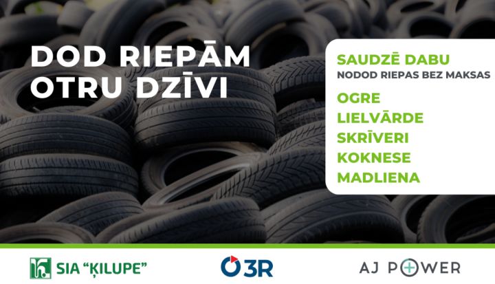 Ogrē, Skrīveros, Lielvārdē un Madlienā atgriežas vides akcija “Dod riepām otru dzīvi”