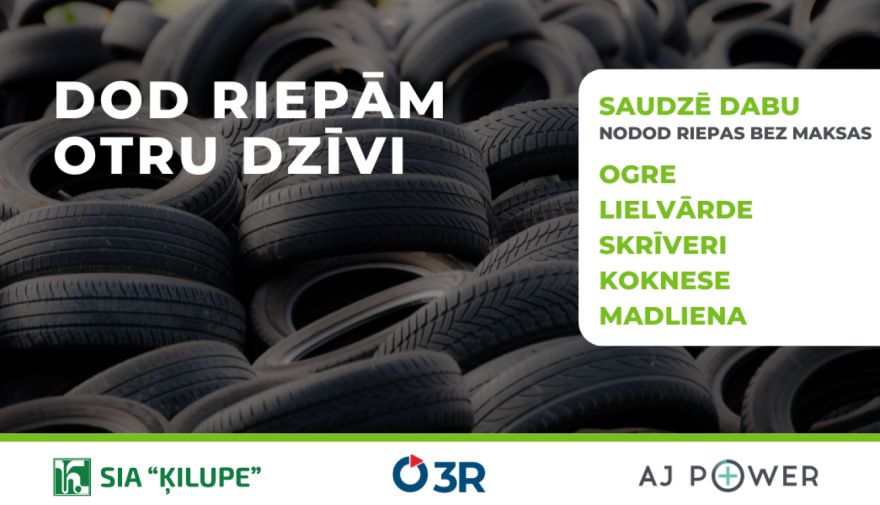 Ogrē, Skrīveros, Lielvārdē un Madlienā atgriežas vides akcija “Dod riepām otru dzīvi”