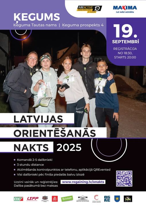 Ķegumā norisināsies Latvijas Orientēšanās nakts pasākums